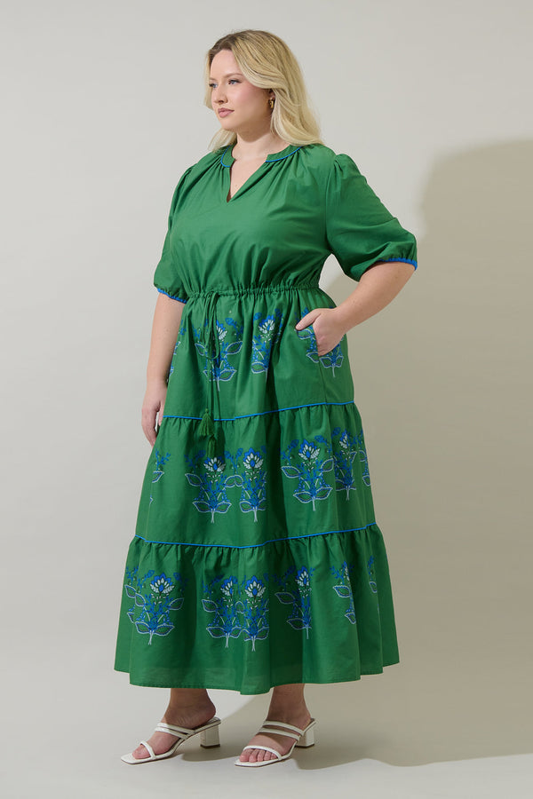 Sugarlips Meridy Floral Vonie Tiered Midi Dress Curve