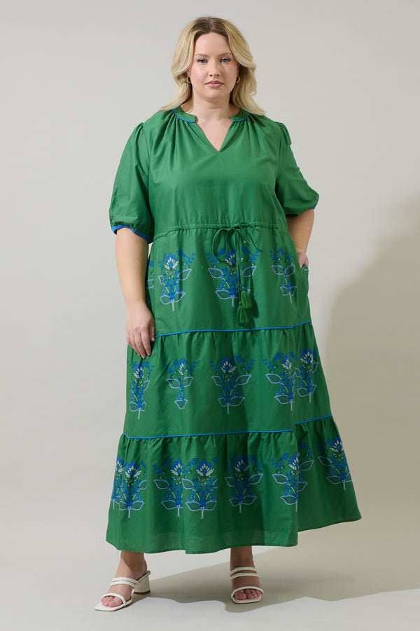 Sugarlips Meridy Floral Vonie Tiered Midi Dress Curve