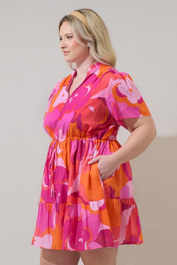 Sugarlips Merim Floral Amo Button Up Mini Dress Curve