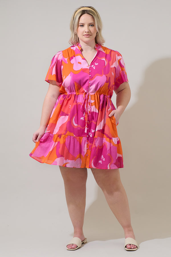 Sugarlips Merim Floral Amo Button Up Mini Dress Curve