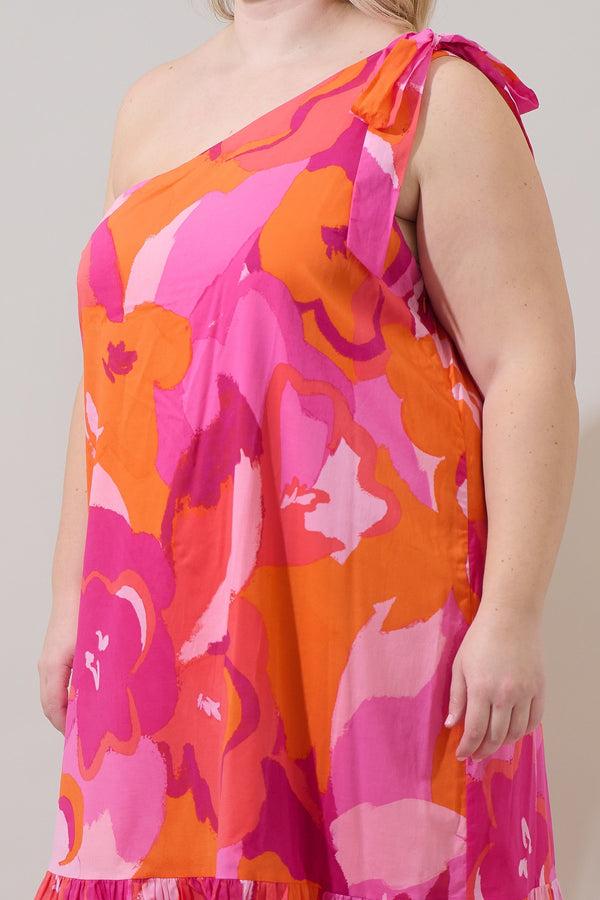 Sugarlips Merim Floral Nicol One Shoulder Maxi Dress Curve