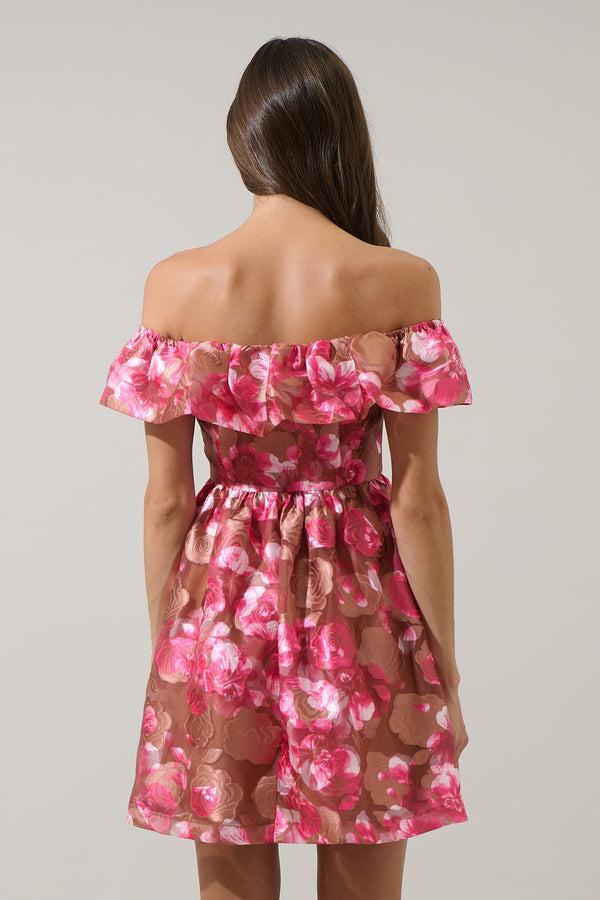 Sugarlips Mersin Floral Off The Shoulder Mini Dress