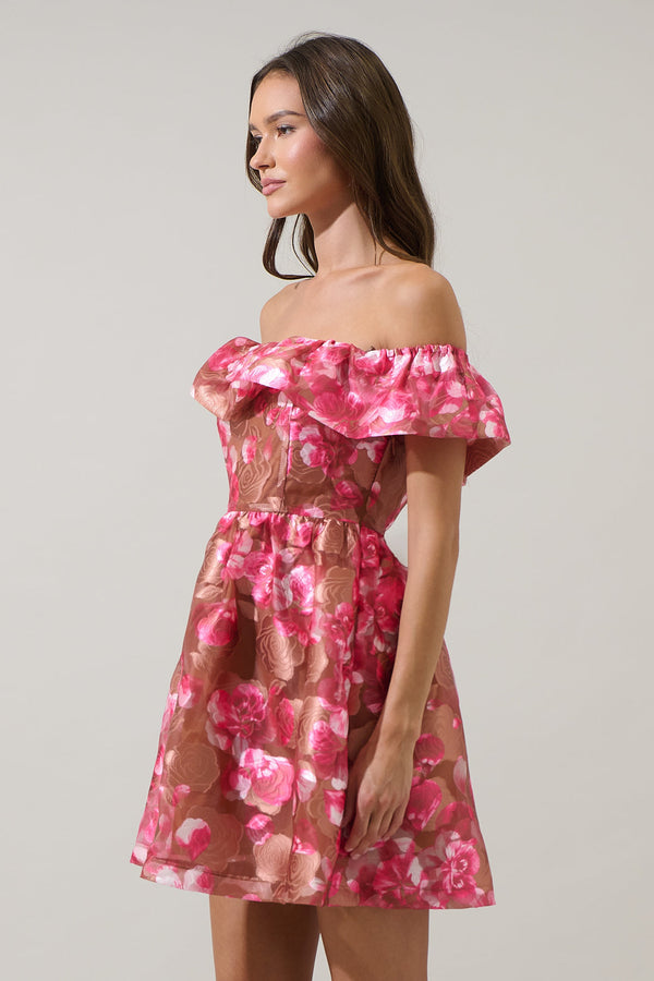 Sugarlips Mersin Floral Off The Shoulder Mini Dress