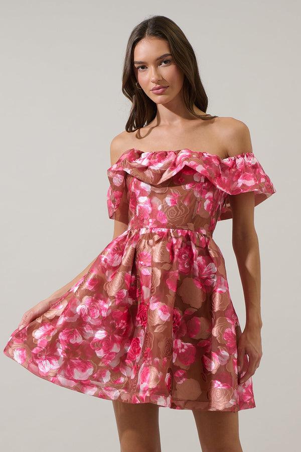 sugarlips Mersin Floral Off the Shoulder Mini Dress