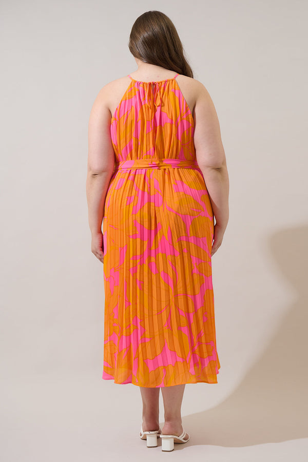 Sugarlips Mexia Floral Maly Pleated Midi Dress Curve