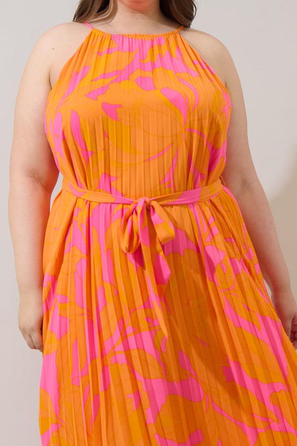 Sugarlips Mexia Floral Maly Pleated Midi Dress Curve