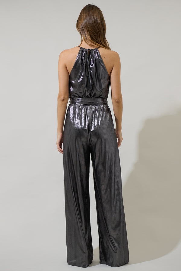 Sugarlips Midnight Strikes Metallic Lighthearted Trapeze Jumpsuit