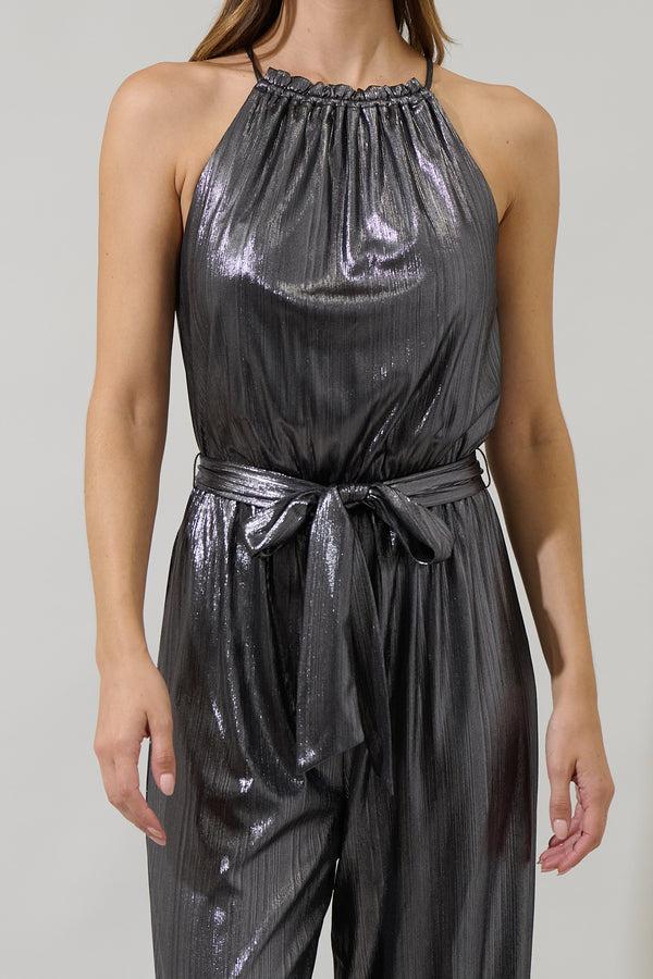 Sugarlips Midnight Strikes Metallic Lighthearted Trapeze Jumpsuit