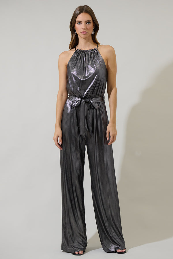 sugarlips Midnight Strikes Metallic Lighthearted Trapeze Jumpsuit