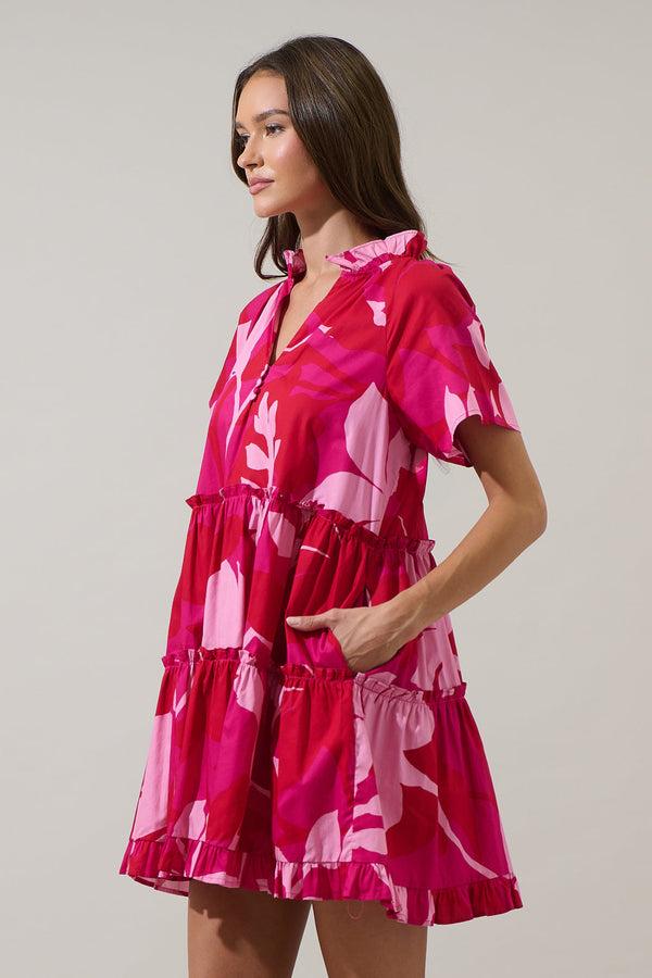 Sugarlips Mila Floral Pallas Poplin Tiered Mini Dress