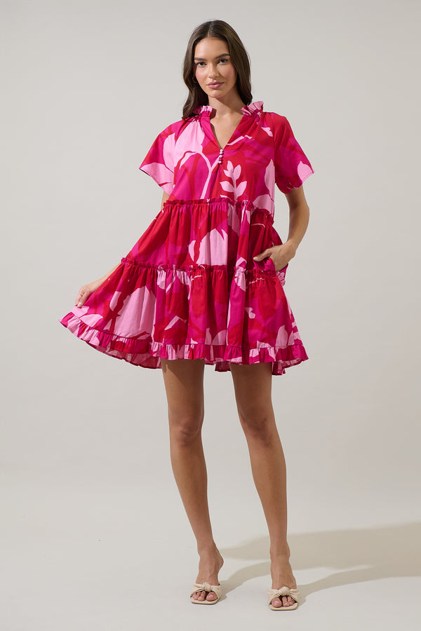 Sugarlips Mila Floral Pallas Poplin Tiered Mini Dress