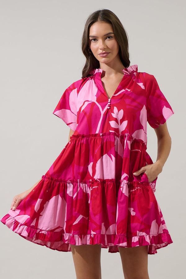 sugarlips Mila Floral Pallas Poplin Tiered Mini Dress