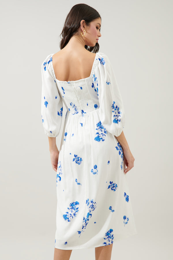 Sugarlips Mildred Floral Granger Puff Sleeve Midi Dress
