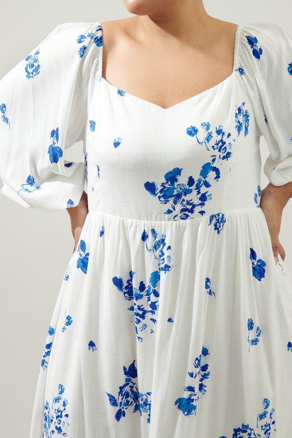 Sugarlips Mildred Floral Granger Puff Sleeve Midi Dress Curve