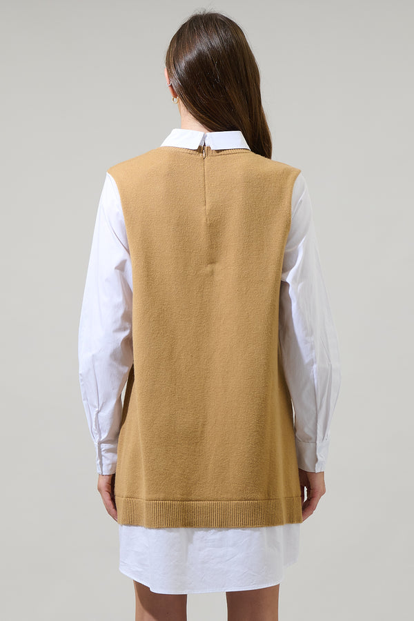 Sugarlips Milford Mariela Sweater Vest And Poplin Dress