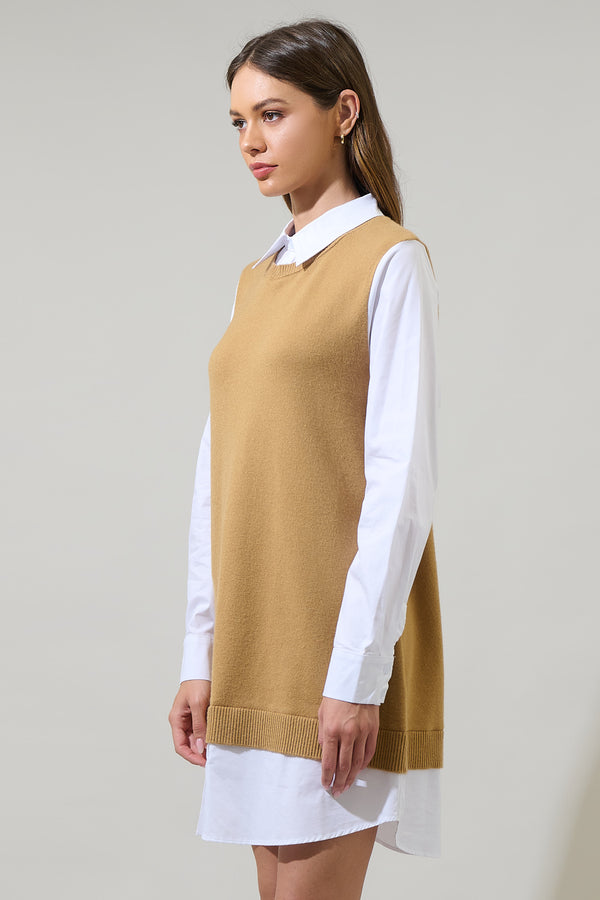 Sugarlips Milford Mariela Sweater Vest And Poplin Dress