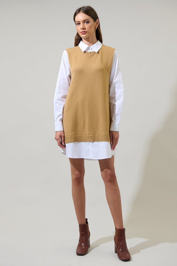 Sugarlips Milford Mariela Sweater Vest And Poplin Dress