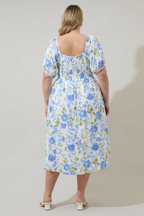 Sugarlips Milla Floral Alessi Puff Sleeve Midi Dress Curve