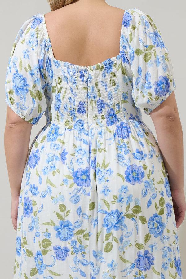 Sugarlips Milla Floral Alessi Puff Sleeve Midi Dress Curve