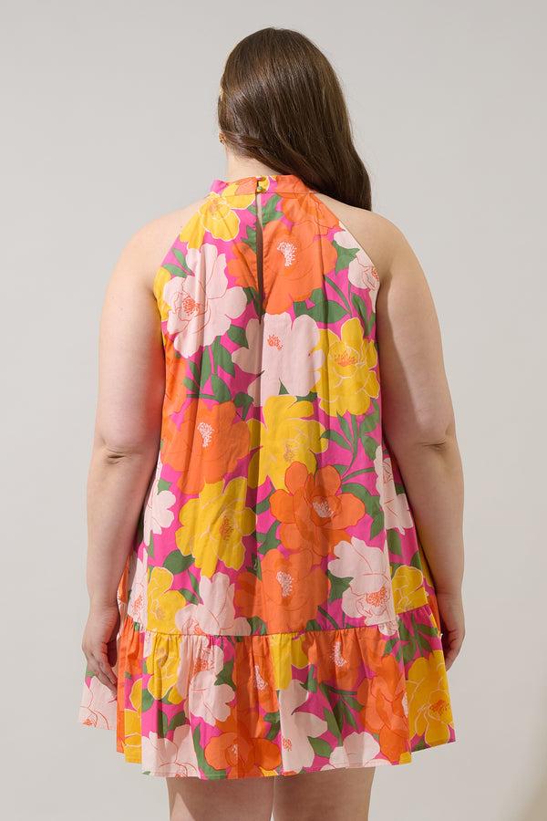 Sugarlips Milley Floral Della Halter Mini Dress Curve