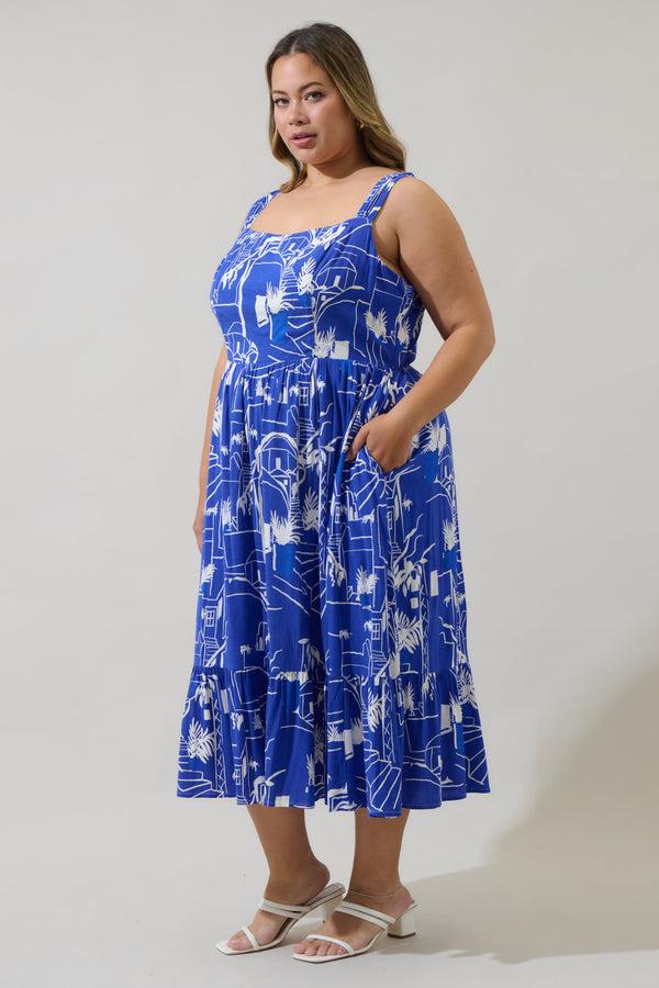 Sugarlips Mims Town Sunnyvale Linen Midi Dress Curve
