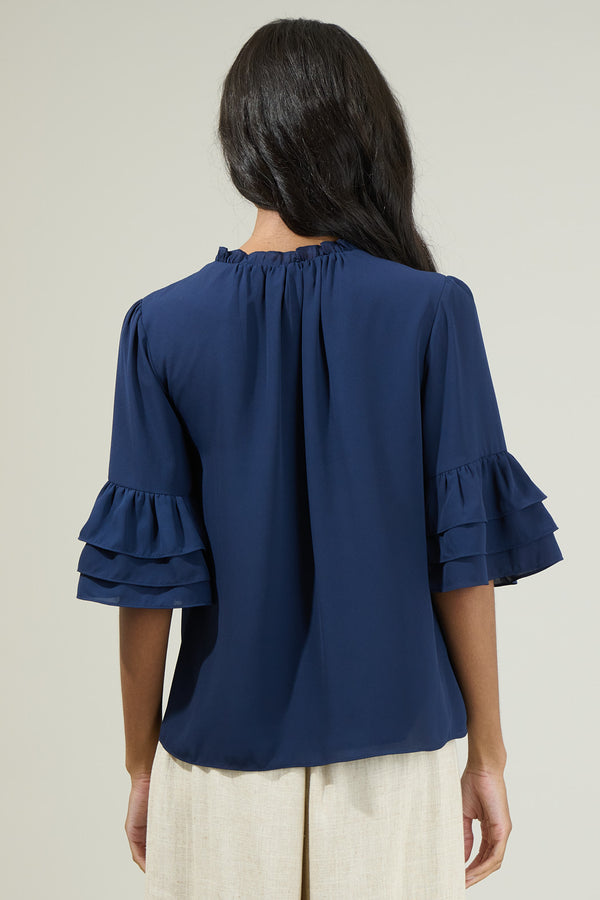 Sugarlips Mindy Breakroom Ruffled Bell Sleeve Blouse