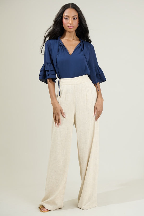 Sugarlips Mindy Breakroom Ruffled Bell Sleeve Blouse