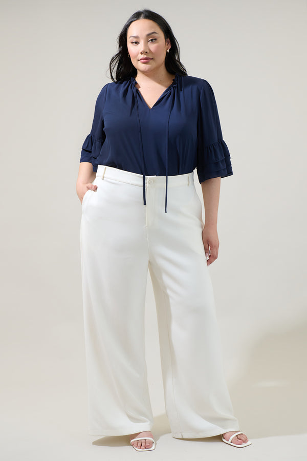 Sugarlips Mindy Breakroom Ruffled Bell Sleeve Blouse Curve