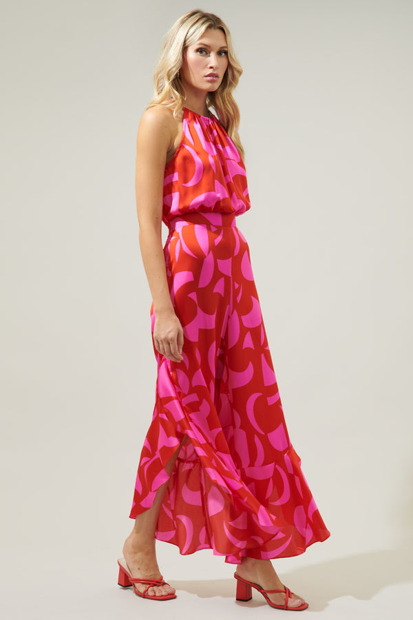 Sugarlips Minka Abstract Jules Trapeze Split Leg Jumpsuit