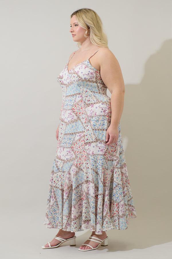 Sugarlips Minzi Floral Hagny Pleated Midi Dress Curve