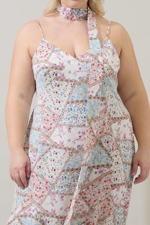 Sugarlips Minzi Floral Hagny Pleated Midi Dress Curve