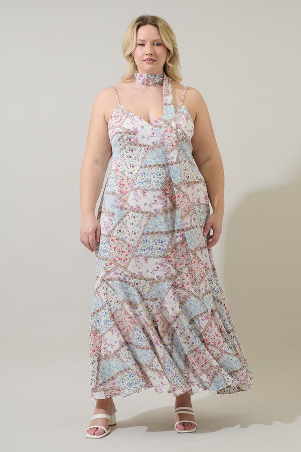 sugarlips Minzi Floral Hagny Pleated Midi Dress Curve