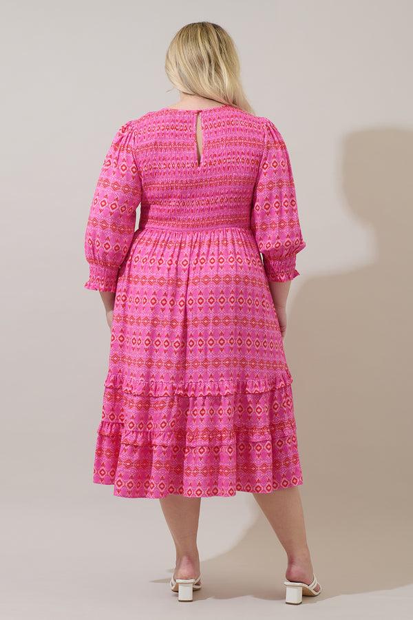 Sugarlips Mirany Ikat Ludlow Smocked Midi Dress Curve