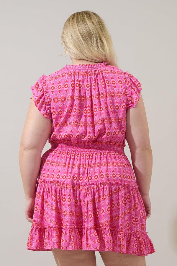 Sugarlips Mirany Ikat Toledo Tiered Mini Dress Curve