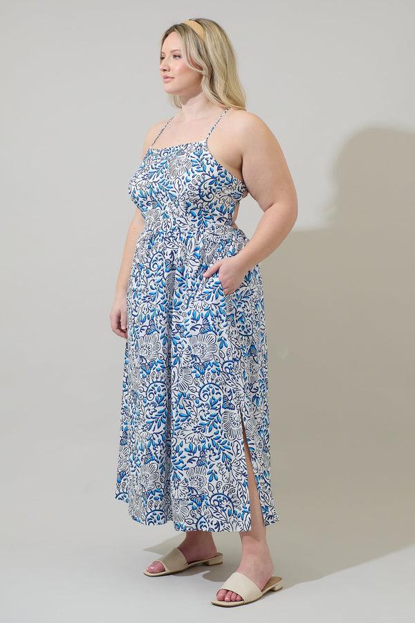 Sugarlips Mize Floral Mavis Criss Cross Midi Dress Curve