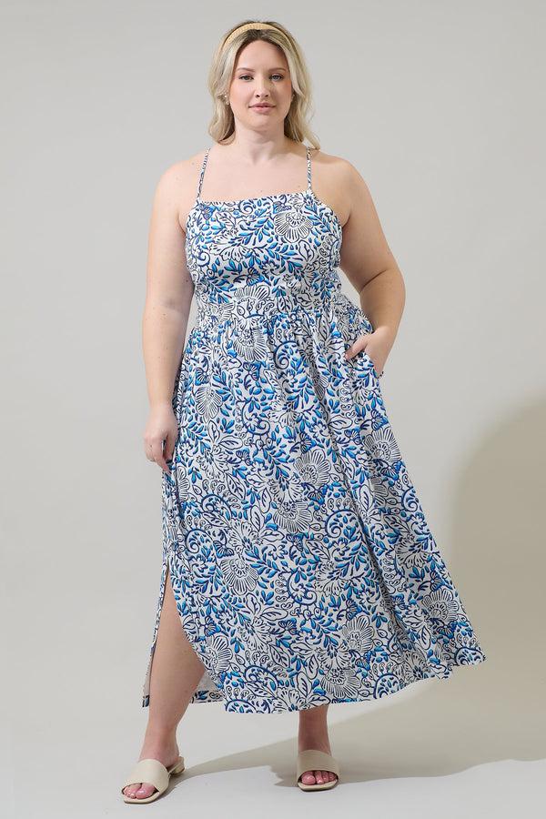 sugarlips Mize Floral Mavis Criss Cross Midi Dress Curve