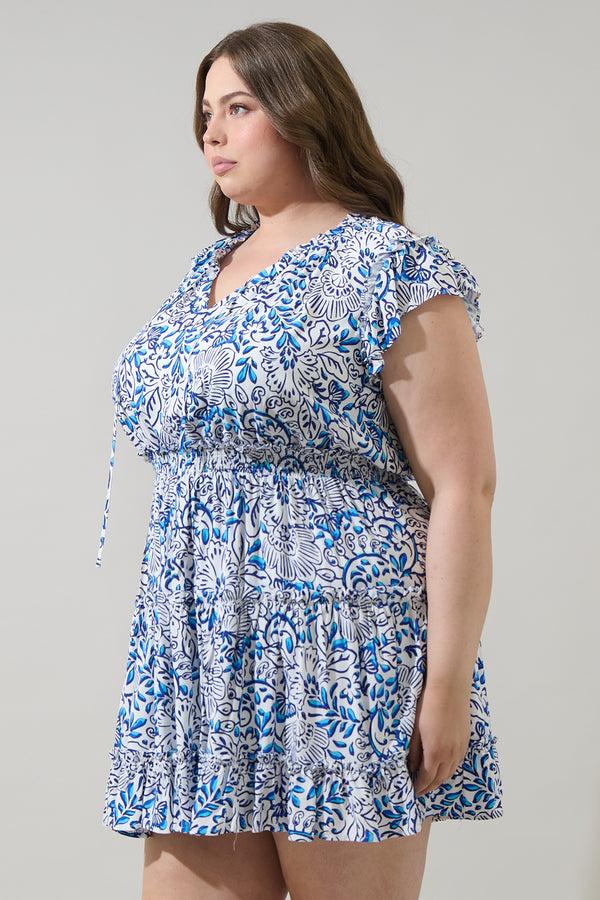 Sugarlips Mize Floral Toledo Tiered Mini Dress Curve