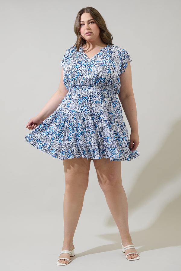 Sugarlips Mize Floral Toledo Tiered Mini Dress Curve
