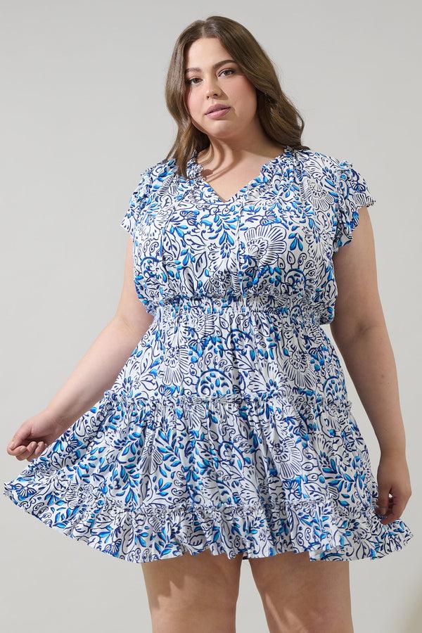 sugarlips Mize Floral Toledo Tiered Mini Dress Curve