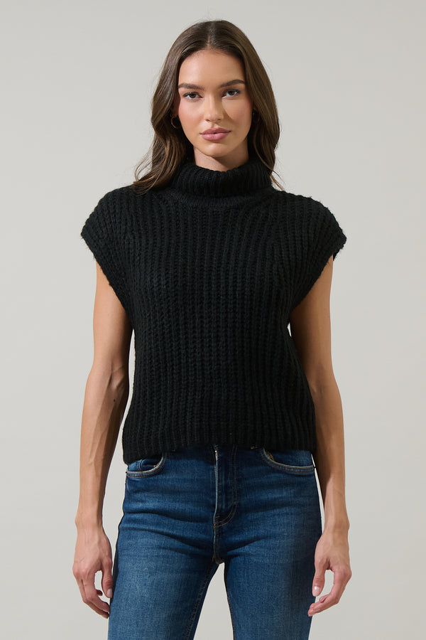 sugarlips Monica Sleeveless Cropped Turtleneck Sweater