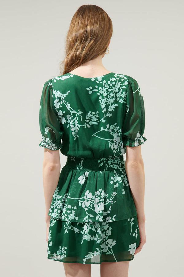 Sugarlips Monterey Floral Amina Surplice Ruffle Mini Dress