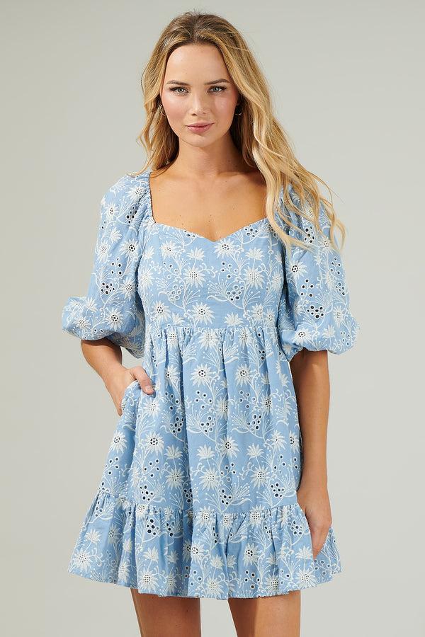 Sugarlips Moonflower Eyelet Evy Sweetheart Mini Dress