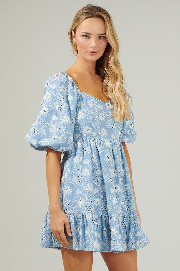 Sugarlips Moonflower Eyelet Evy Sweetheart Mini Dress
