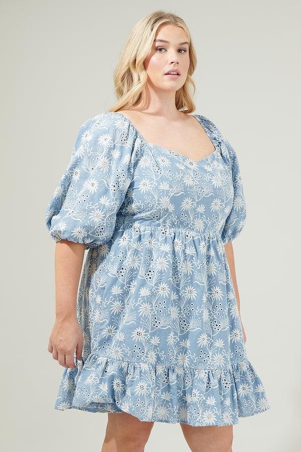 Sugarlips Moonflower Eyelet Evy Sweetheart Mini Dress Curve