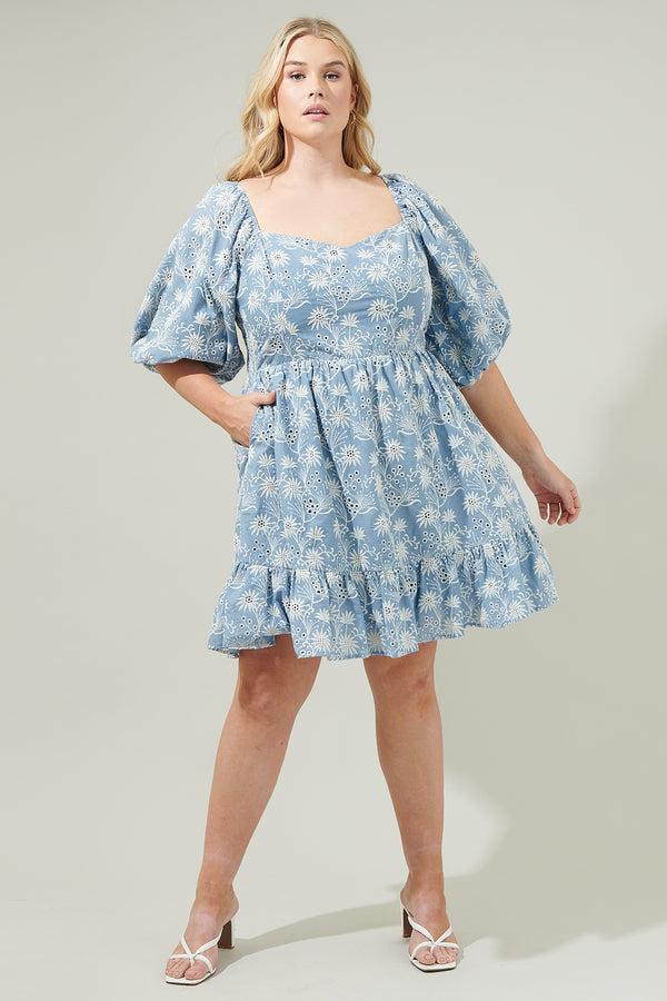 Sugarlips Moonflower Eyelet Evy Sweetheart Mini Dress Curve