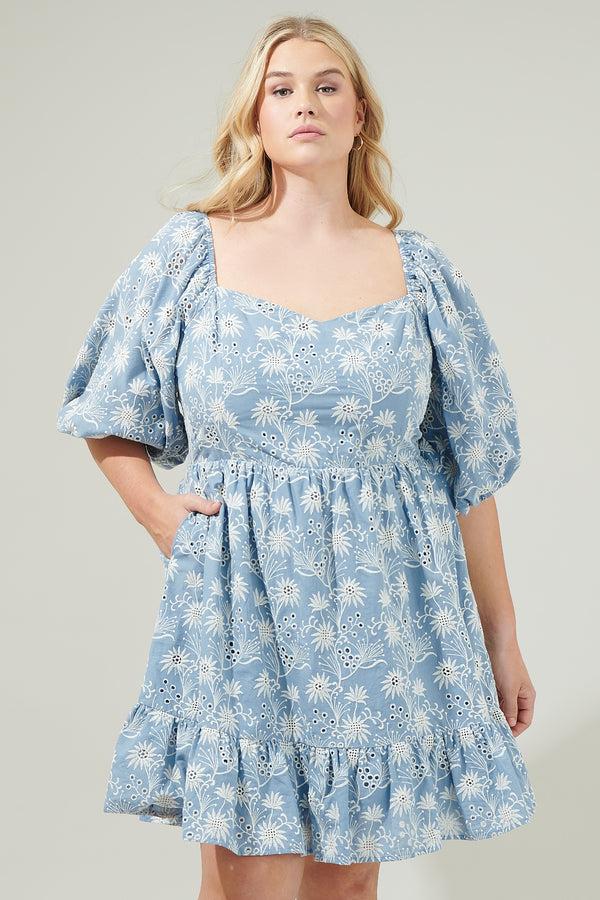 sugarlips Moonflower Eyelet Evy Sweetheart Mini Dress Curve