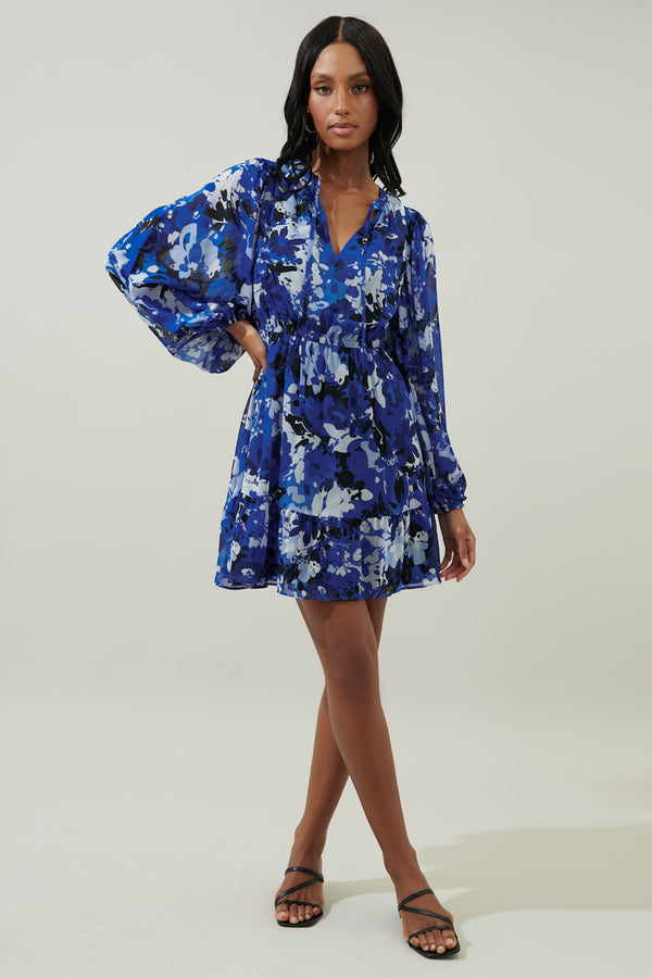 Sugarlips Moonflower Paxton Balloon Sleeve Mini Dress