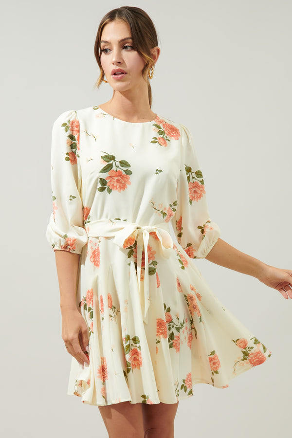 Sugarlips Morning Blush Floral Collins Godet Mini Dress