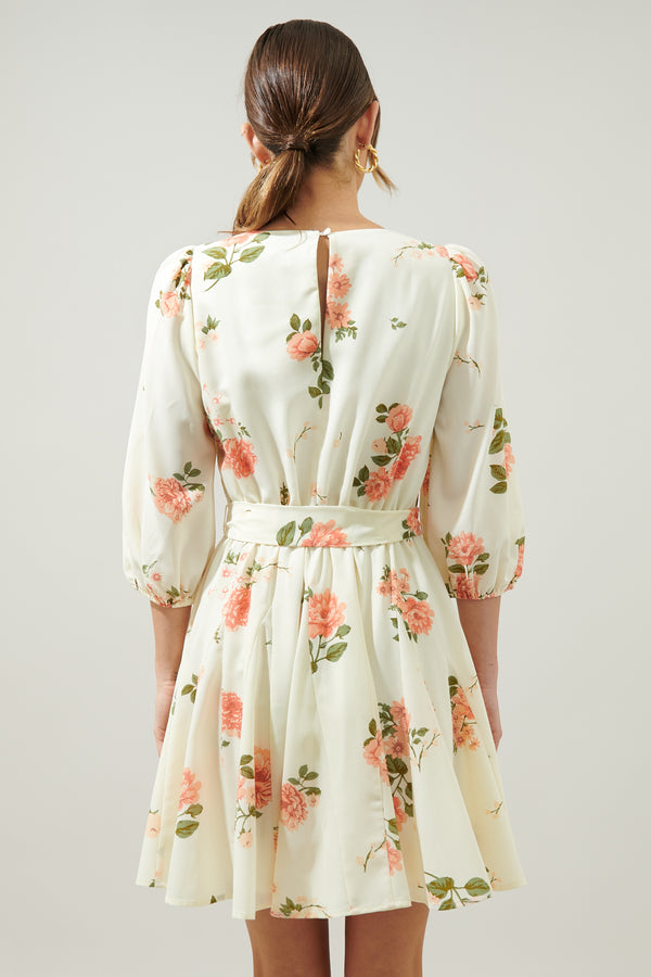 Sugarlips Morning Blush Floral Collins Godet Mini Dress