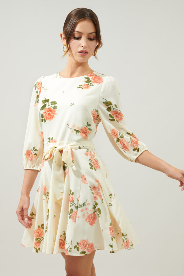 Sugarlips Morning Blush Floral Collins Godet Mini Dress